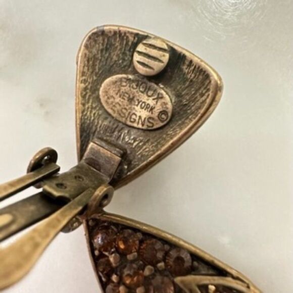 Bijoux Designs Orange Crystal Bling Statement Clip On Earrings - Picture 3 of 4